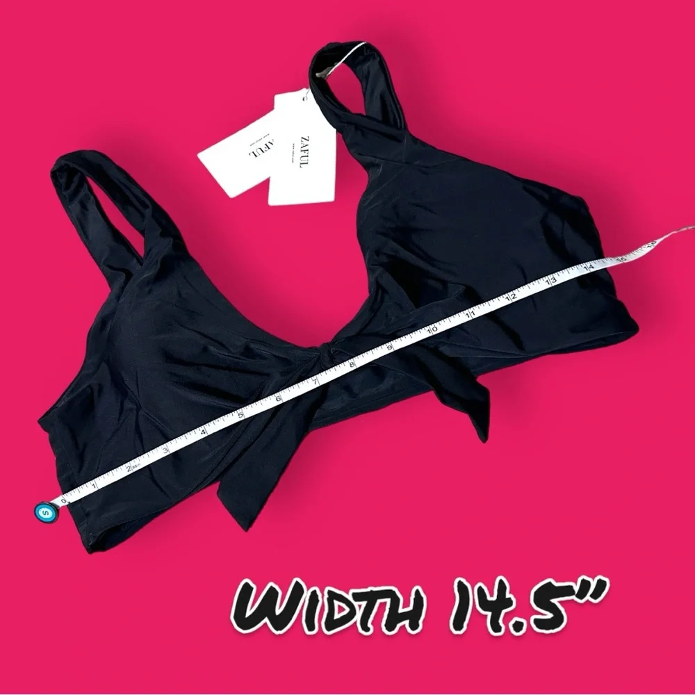 NWT Zaful Black Faux Front Tie Bikini Top. Size Large   👙☀️👙☀️👙 - Picture 4 of 8
